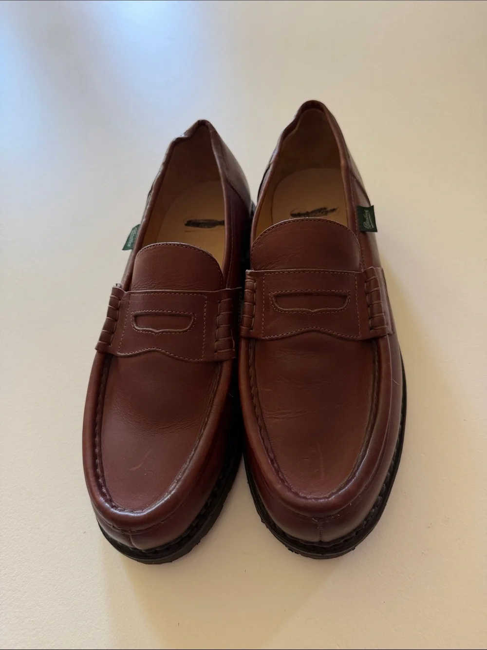 Paraboot Men’s Brown Leather Penny Loafers Sz 9.5.  New. Box28